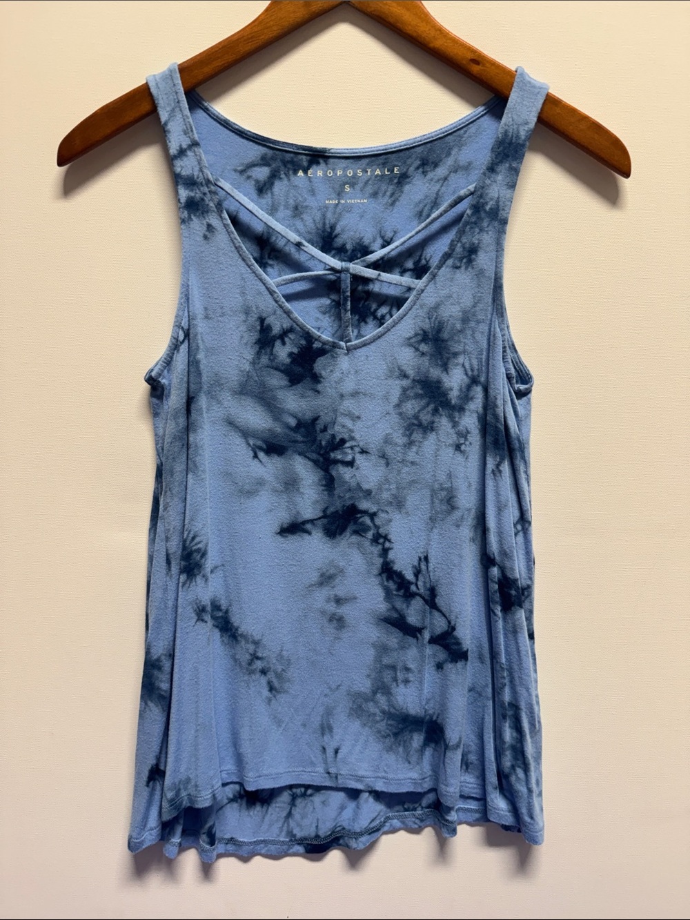 Aeropostale Blue Tie-Dye Crisscross Front Tank